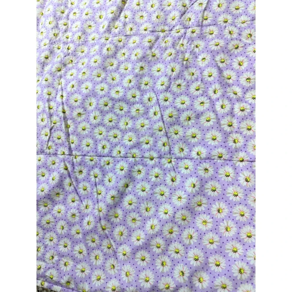 Handmade Purple Daisy Floral Quilted Blanket Throw 41x70 Cottagecore Farmhouse
